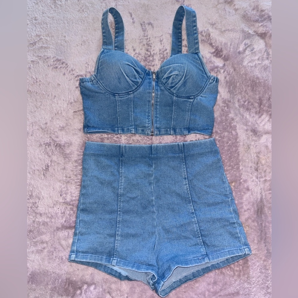 Fashion Nova Blue Denim Jumpsuit